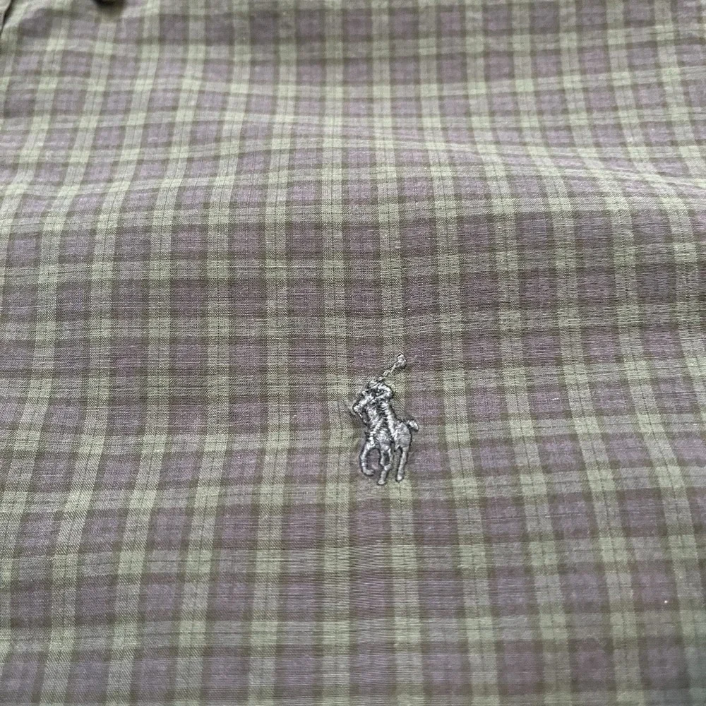 Polo Ralph Lauren Shirt Mens Large Green Plaid Classic Fit Basic Button Down